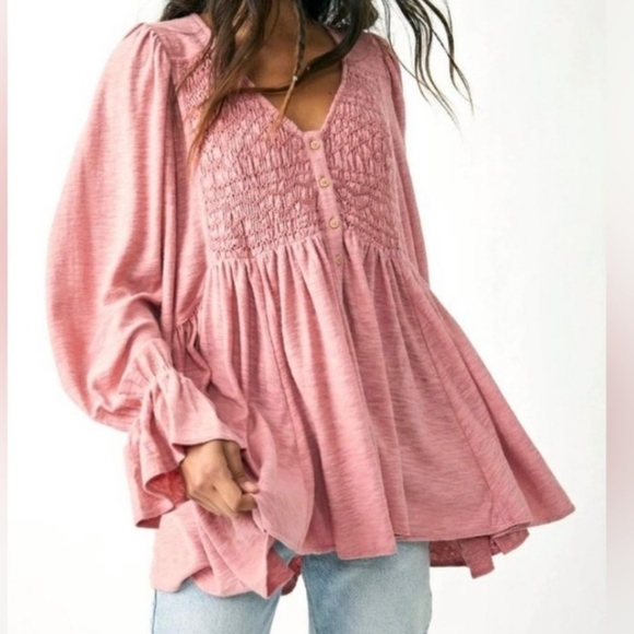 Free People Don't Call Me Baby Tunic Dress Revolve Medium Oversized Boho Western - Picture 2 of 11